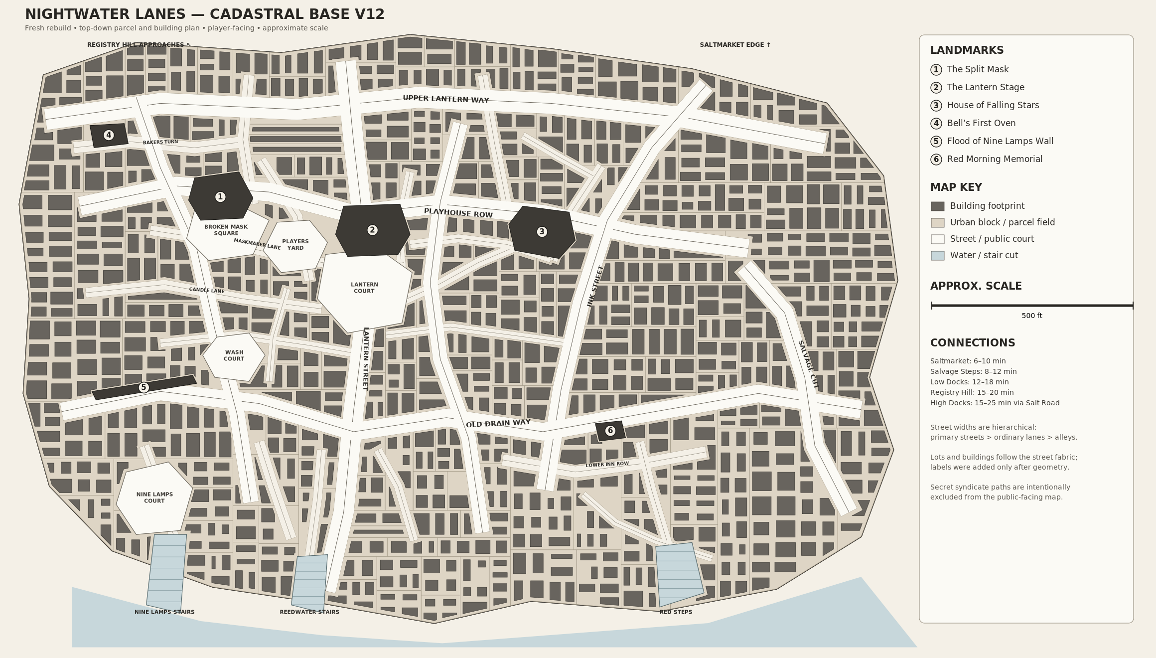 Nightwater Lanes district map